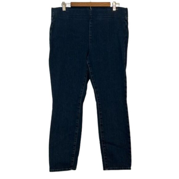 NYDJ Stretchy Jegging Pullon Jeans Womens 12 Dark Wash Straight Leg Lift X Tuck - Picture 1 of 11